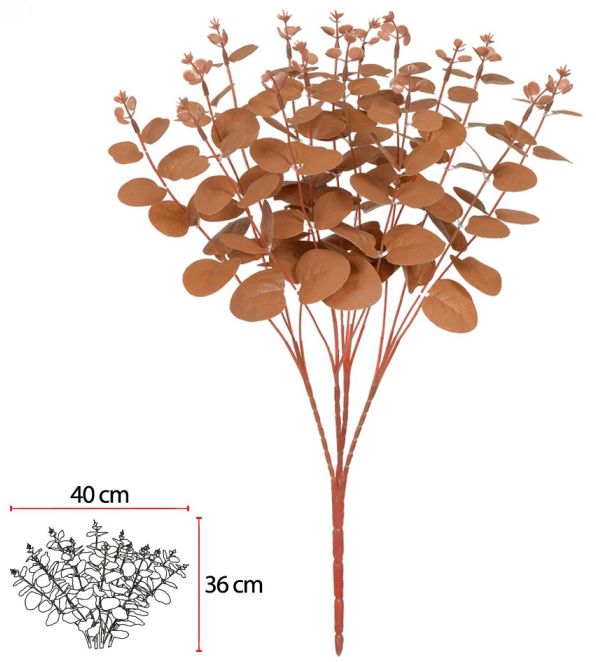 Planta Artificial Folhagem Eucalipto X64 Marrom Claro Outono 48cm