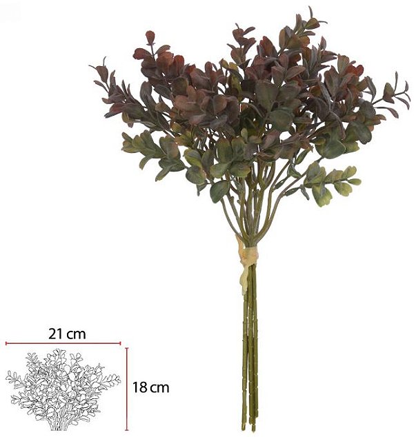 Planta Artificial Folhagem Folha Ramalhete C/Fita Plastico X6 Verde Outono 35cm