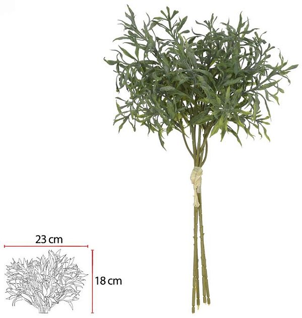 Planta Artificial  Folhagem Grass Ramalhete C/Fita Plastico X4 Verde 34cm