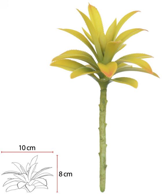 Planta Artificial Folhagem Suculenta Amarelo 17cm