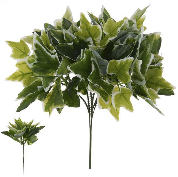 Planta Artificial Folhagem Folha Hera Pick Forracao Real Toque X12 Com 6 Hastes Verde Creme 28cm