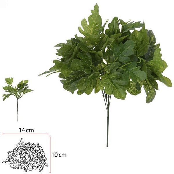 Planta Artificial  Folhagem Costela De Adao Pick Forracao Real Toque X12 Com 6 Hastes Verde 28cm