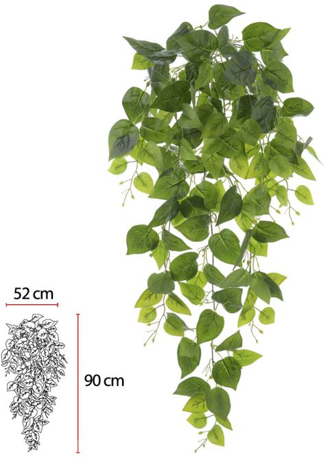 Planta Artificial Folhagem Philo Pendurar Real Toque X153 Verde 1m