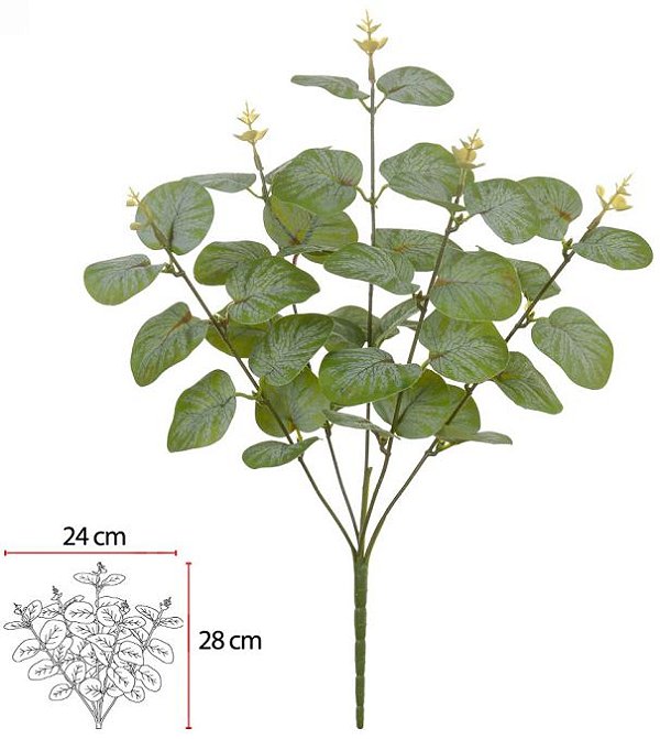 Planta Artificial Folhagem Eucalipto X20 Verde Claro 36cm