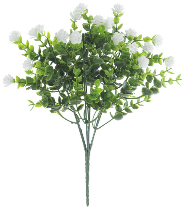 Planta Artificial Folhagem Mini Flor X21 Branco 32cm