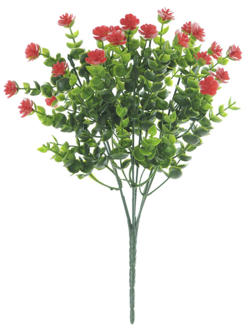 Planta Artificial Folhagem Mini Flor X21 Vermelho 32cm