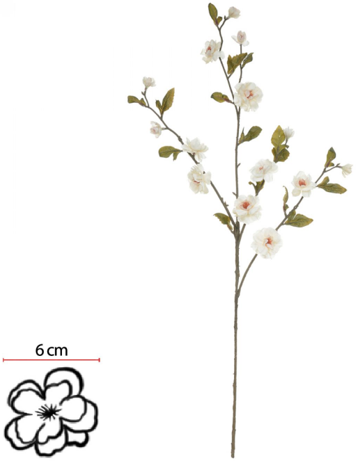 Planta Artificial Buque Flor Cerejeira X14 Creme Outono 90cm