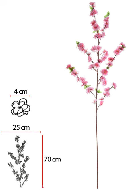 Haste Flor Cerejeira X65 Rosa 2T 1,17cm