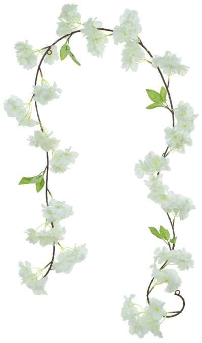 Planta Artificial Guirlanda Flor Cerejeira X115 Branco 1,80cm