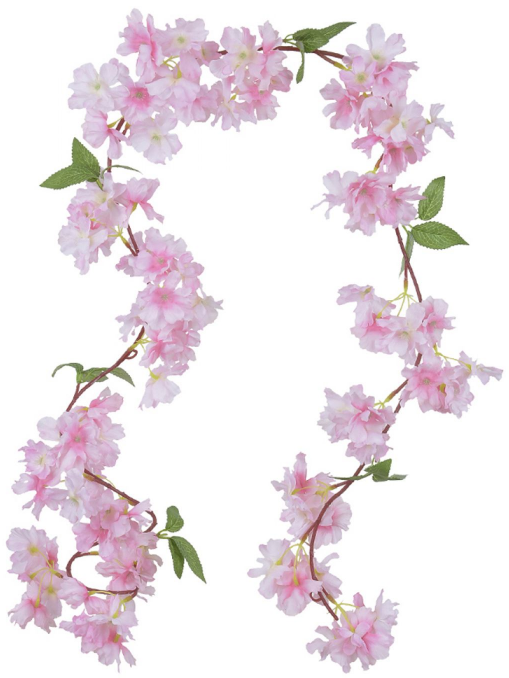 Planta Artificial Guirlanda Flor Cerejeira X105 Rosa Claro 1,73cm