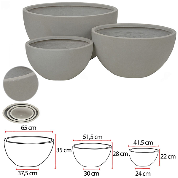 Vaso Fibrocimento C/3 Unid Off Withe 35cm
