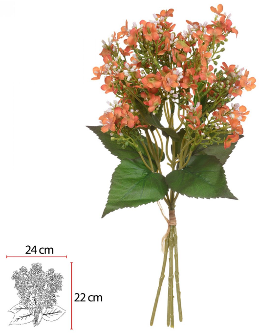 Planta Artificial Buque Flor Do Campo Misto Ramalhete C/Fita X4 Laranja Outono 32cm