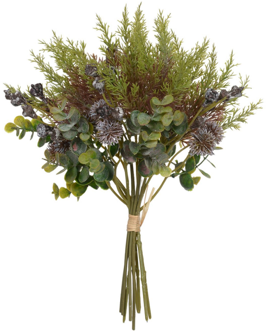 Planta Artificial Buque Mamona Misto Ramalhete C/Fita X9 Verde Outono 30cm