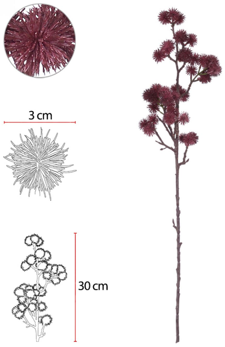 Planta Artificial Galho Mamona C/Coat X42 Purpura 70cm