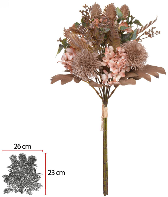 Planta Artificial Buque Mix Ramalhete C/Fita X3 Cha Outono 44cm