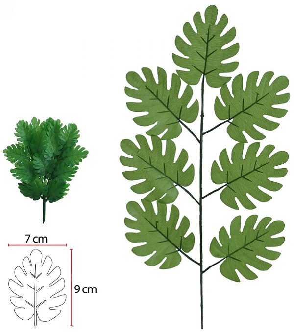 Planta Artificial Costela De Adão X7 Verde 2T 38cm