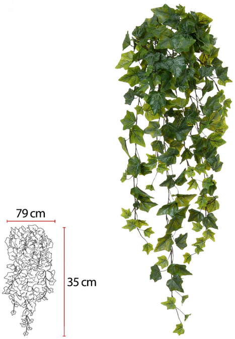Planta Artificial Folhagem Pendurar Hera Real Toque X191 Verde Frosted 83cm