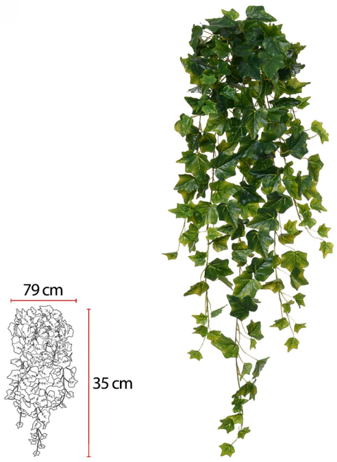 Planta Artificial Folhagem Pendurar Hera Real Toque X191 Verde 83cm