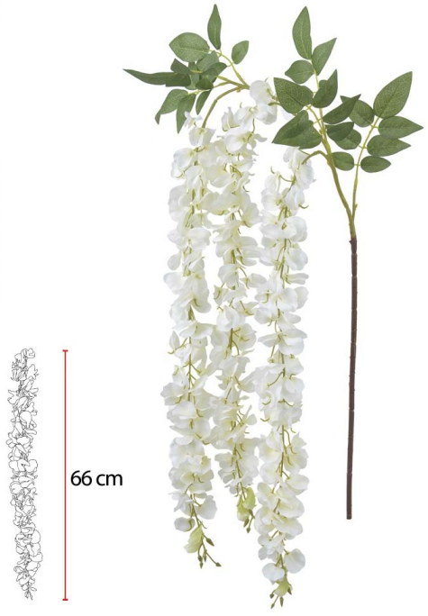 Haste Flor Artificial Vistéria X168 Creme 1,03m