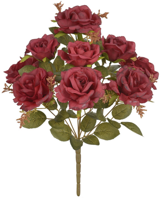 Planta Artificial Buque Rosa Diana X9 Marsal Outono 40cm