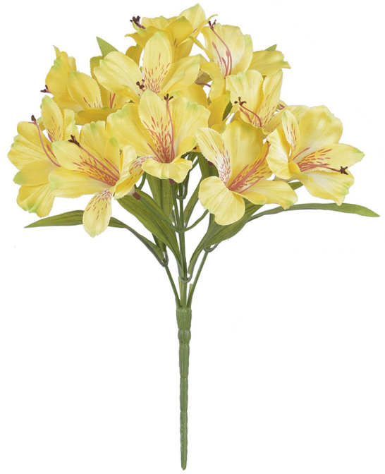 Planta Artificial Buque Astromelia Cetim X15 Amarelo 34cm