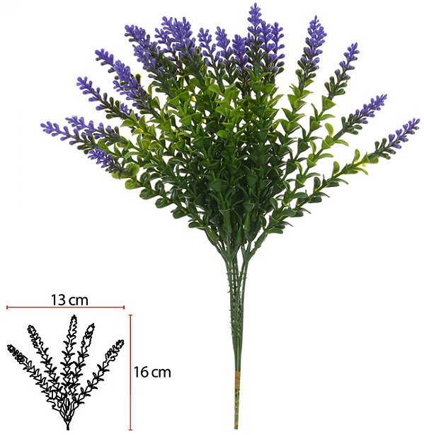 Planta Artificial Folhagem Pick Flor Mini X5 Lavanda 26cm Com 6 Hastes
