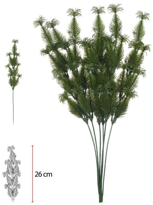 Planta Artificial Folhagem Pinheiro X10 48cm Verde 2T Com 6 Hastes