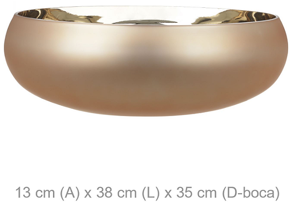 Vaso Bacia Vidro Dourado 2T 13cm