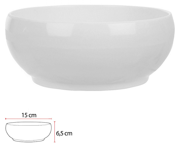 Vaso Bacia Melamina Branco 6,5cm