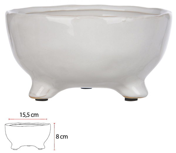 Vaso Bacia Ceramica C/Pe Branco 8cm