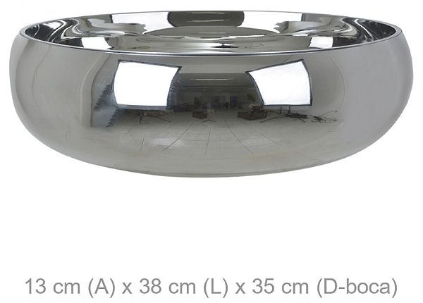Vaso Bacia Vidro Prata 13cm