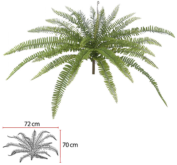 Planta Artificial Folhagem Samambaia X31 Verde 2T 69cm