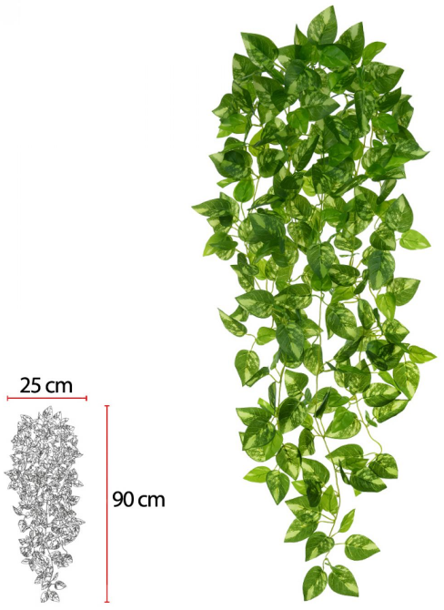 Planta Artificial Folhagem Jiboia Pendurar Real Toque X228 Verde Creme 1m
