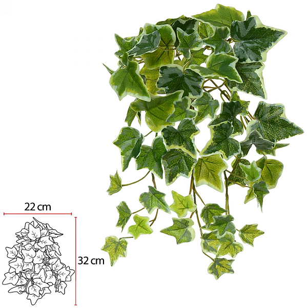 Planta Artificial Folhagem Hera Pendurar Real Toque X60 Verde Creme 40cm