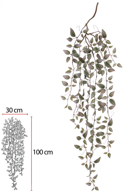 Folhagem Artificial Lambari Pendurar X190 Verde Purpura 1M