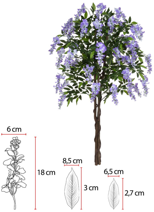 Planta Artificial Visteria X840 Lavanda 1,50m