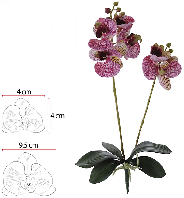 Haster Orquidea Phalaenopsis C/Folhagem Real Toque X6 Beauty Creme 50cm
