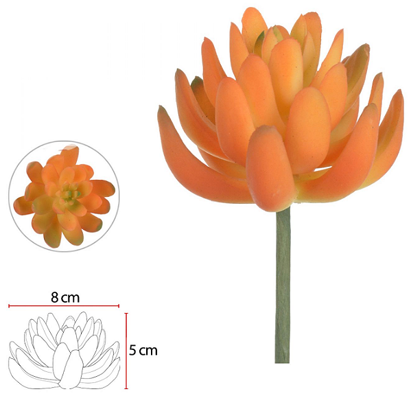 Planta Artificial Suculenta Laranja Verde 9,5cm