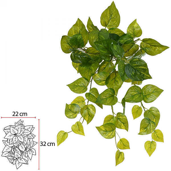Planta Artificial Folhagem Jiboia Pendurar Real Toque X60 Verde Creme 40m