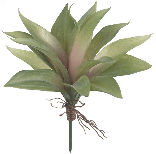 Planta Artificial Folhagem Suculenta Agave C/Raiz X13 Verde Rosa 24cm