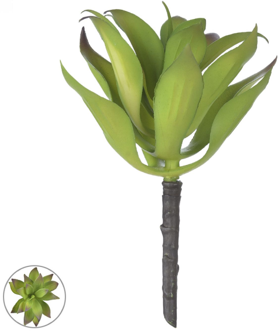 Planta Artificial Folhagem Suculenta Agave Verde 19cm