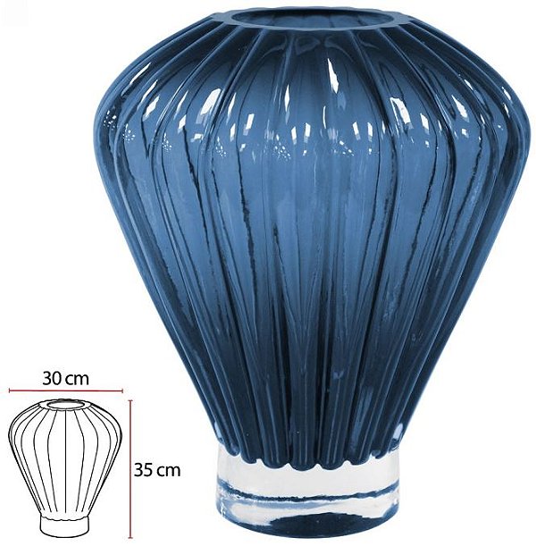 Vaso Decorativo Vidro Azul 35cm