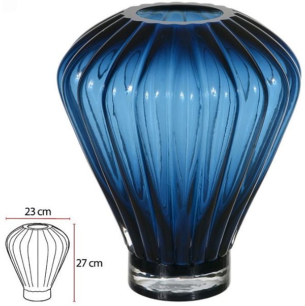 Vaso Decorativo Vidro Azul 27cm