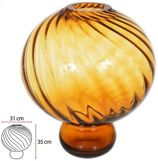Vaso Decorativo Vidro Ambar 35cm