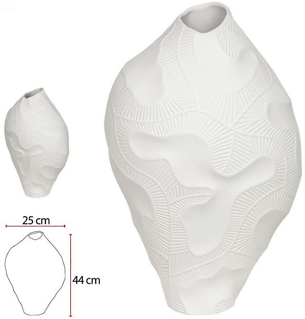 Vaso Decorativo Porcelana Branco 44cm