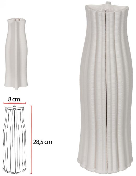 Vaso Decorativo Ceramica 3D Branco 28,5cm