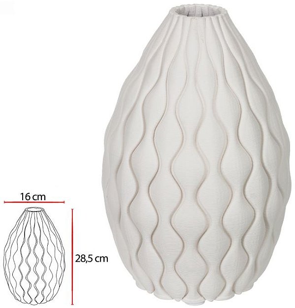 Vaso Decorativo Ceramica Branco 28,5cm