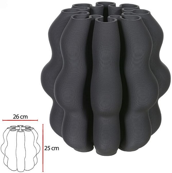 Vaso Decorativo Ceramica 3D Chumbo 25cm