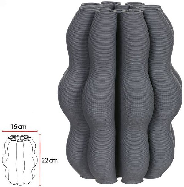Vaso Decorativo Ceramica 3D Chumbo 22cm