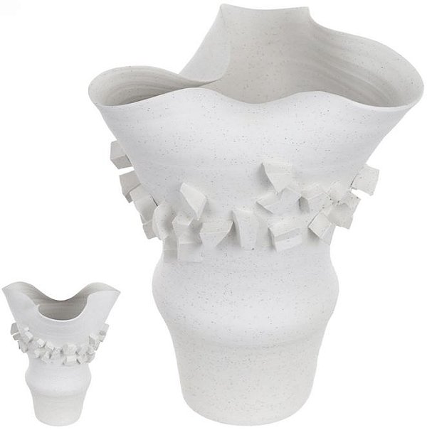 Vaso Decorativo Ceramica Branco 32cm